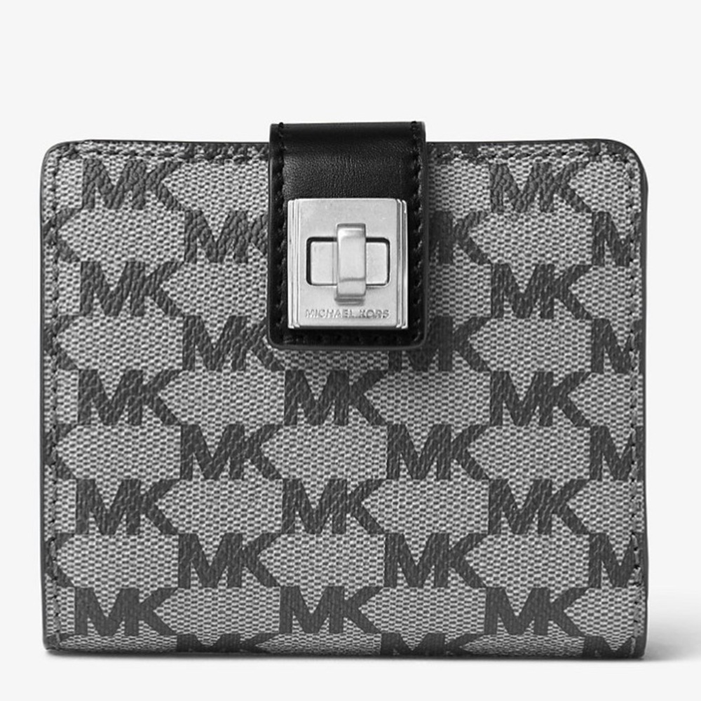 Michael Kors Black and Gray Monogram Wallet